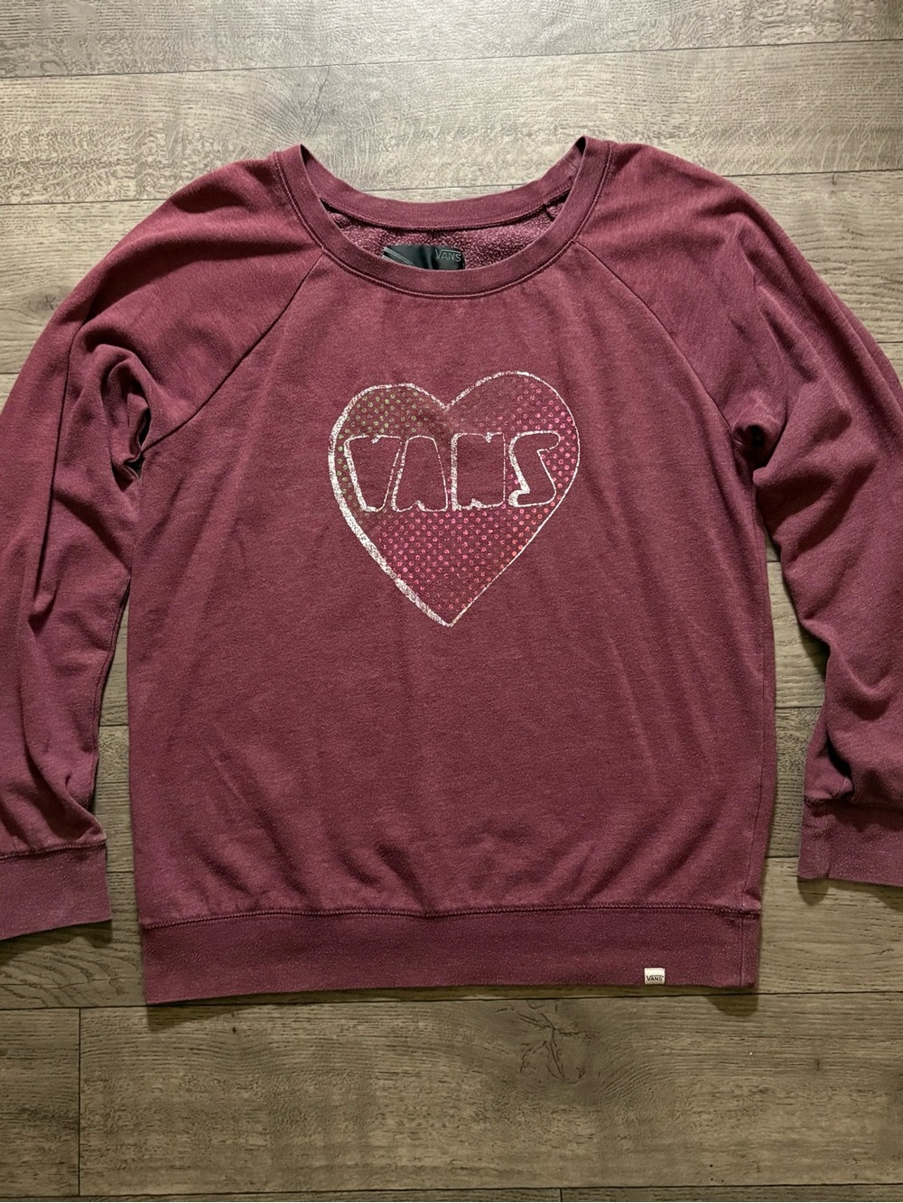 Vans Women's Burgundy Heart Logo Sweatshirt